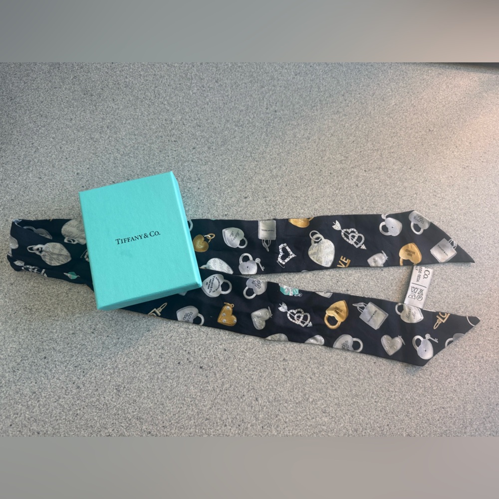 Tiffany & Co. Ribbon Scarf with Tiffany Lockets and Charms